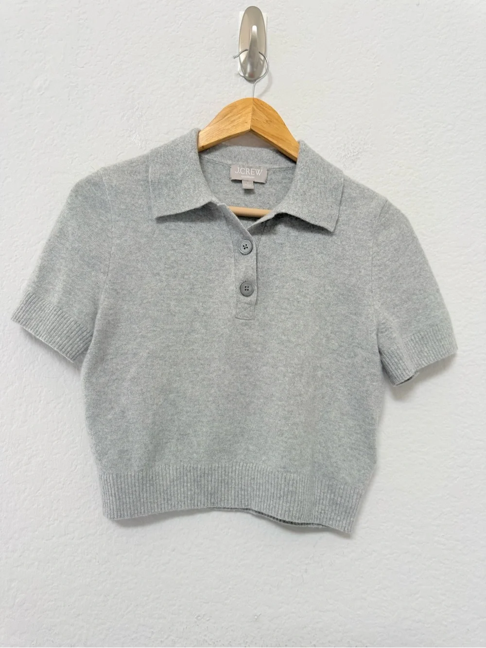 J Crew Cashmere Cropped Sweater Gray Size Small